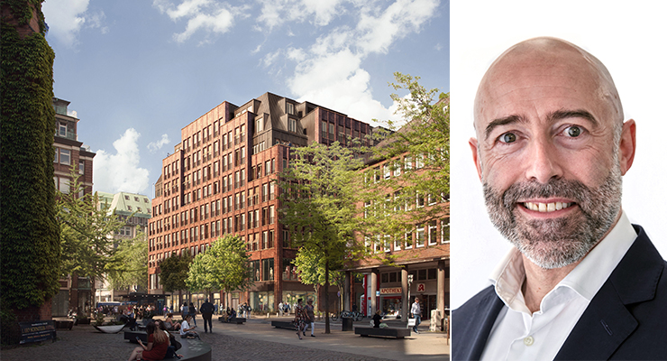 Redevelopment: Elisen Palais in Hamburg, Germany (left), Chris Fleetwood, Deputy COO Real Estate at Redevco (right). /// credit: Redevco