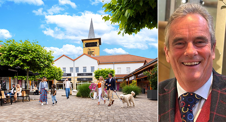 Premier Outlet Centre, Budapest, Hungary (left); Giles Membrey, Managing Director of Rioja Estates Ltd and member of the ACROSS Advisory Board (right). /// credit: Rioja Estates, Premier Outlet Centre