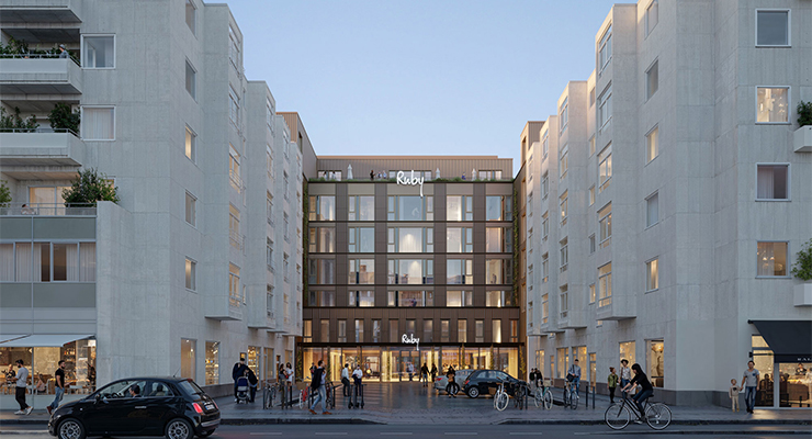 Exterior design of the Ruby Hotel in Copenhagen. /// credit: ECE